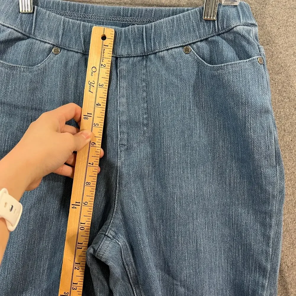 Isaac Mizrahi Live! Knit Denim Pull On Bermuda Shorts Light Indigo, Tall size 2